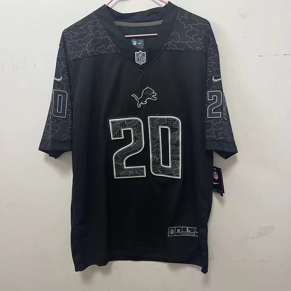 NFL Detroit Lions #20 Black Jersey - Barry Sanders